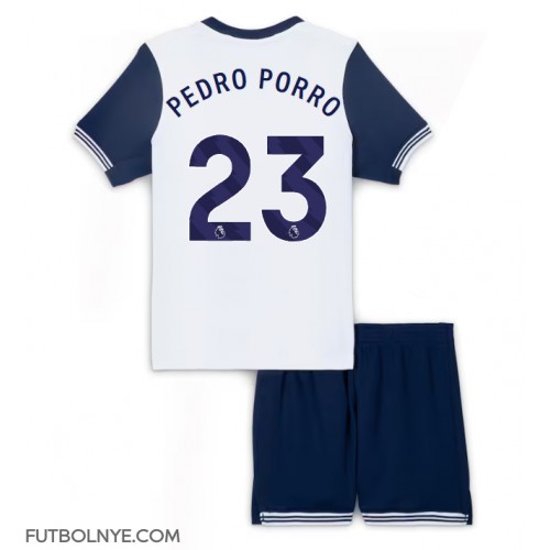 Camiseta Tottenham Hotspur Pedro Porro #23 Primera Equipación para niños 2024-25 manga corta (+ pantalones cortos)